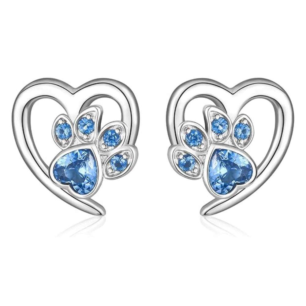 LIVIA – Elegant Heart and Paw Earrings with Sparkling Zirconia for a Stunning Look