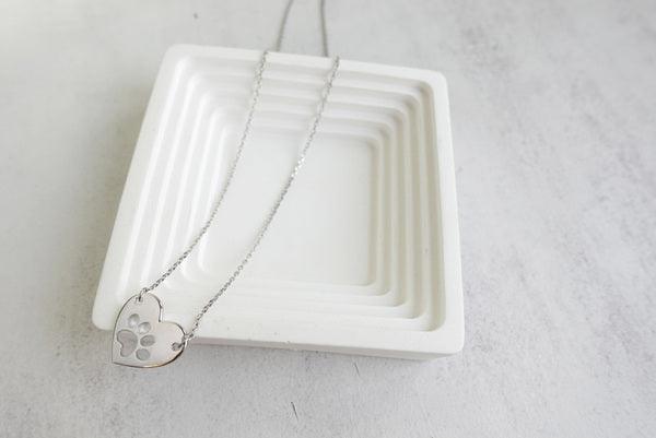 NOYA โ Elegant Silver Necklace with Heart & Paw for Stylish Moments