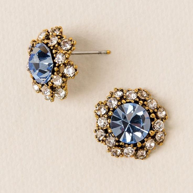 Blue Shiny Round Vintage Earrings