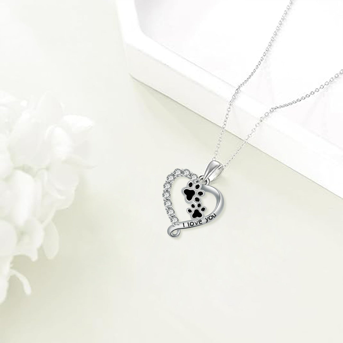 Whimsical Paw Heart Pendant Necklace