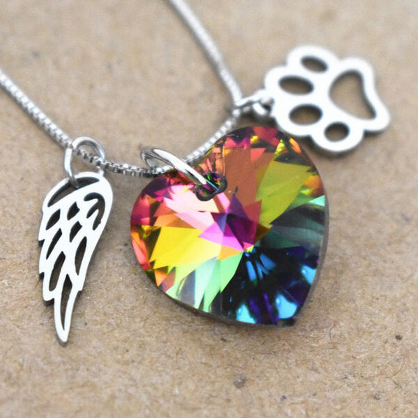 AILA – Rainbow Memorial Necklace with Heart Pendant