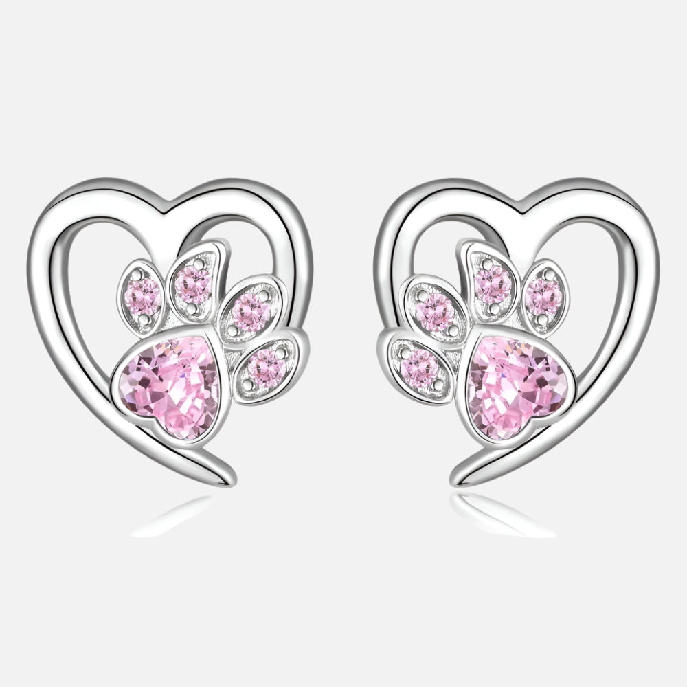 LIVIA – Elegant Heart and Paw Earrings with Sparkling Zirconia for a Stunning Look