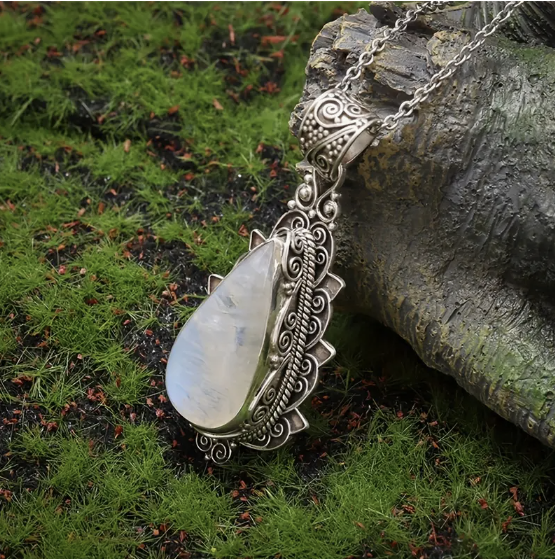Moonstone Necklace in Vintage Setting