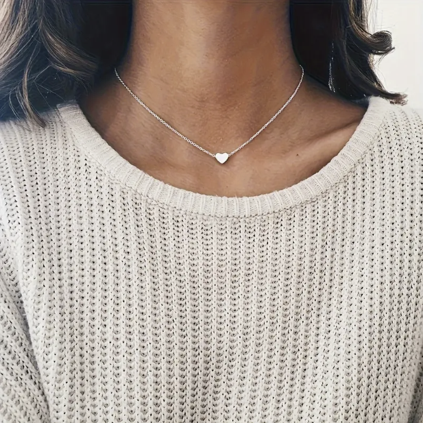 Silver & Gold Heart Pendant with Necklace