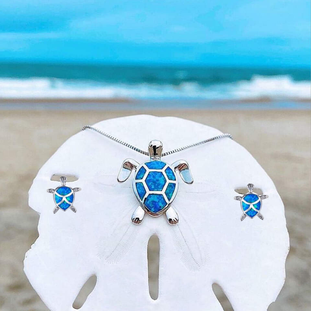 Opal Turtle Jewelry Set