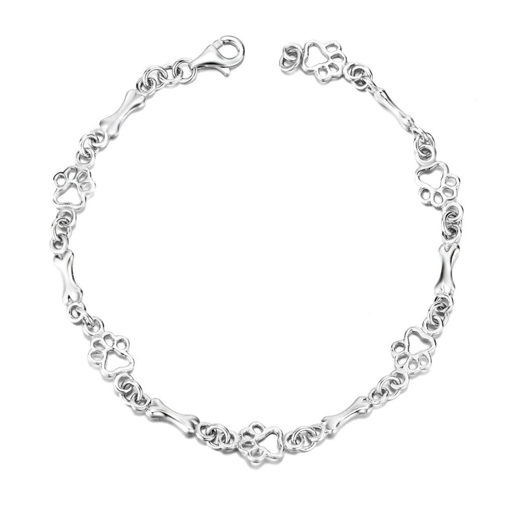 Bracelet with Dog Paw and Bone Charms
