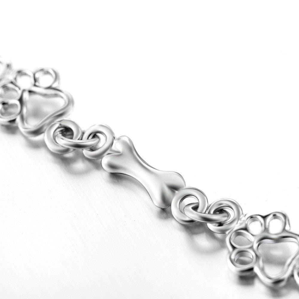 Bracelet with Dog Paw and Bone Charms