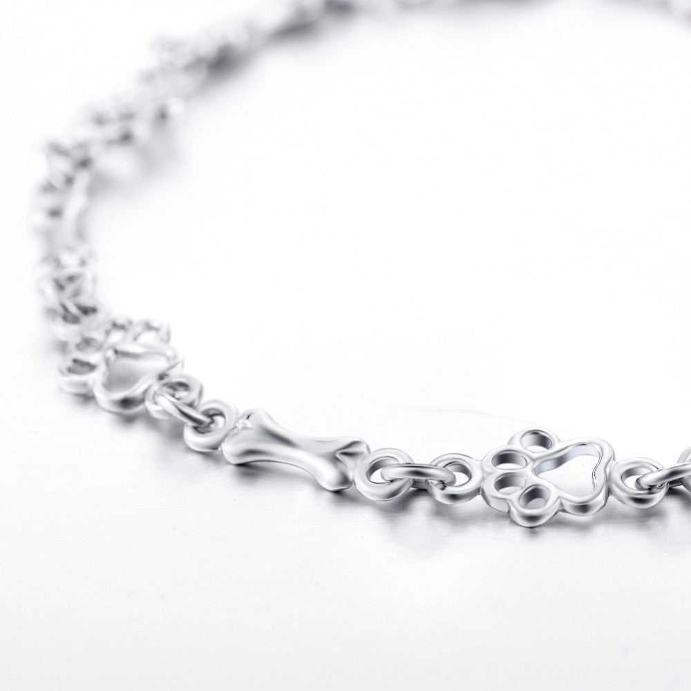 Bracelet with Dog Paw and Bone Charms
