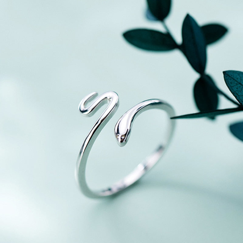 Adjustable Silver Snake Ring