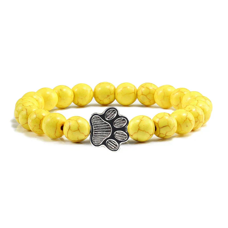 MELIA β Elegant Pearl Bracelet with Charming Paw Pendant Made of Natural Stone
