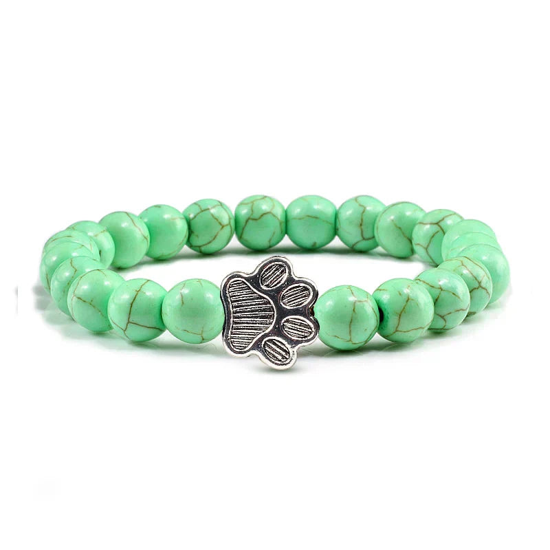MELIA β Elegant Pearl Bracelet with Charming Paw Pendant Made of Natural Stone