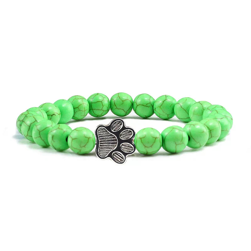 MELIA β Elegant Pearl Bracelet with Charming Paw Pendant Made of Natural Stone