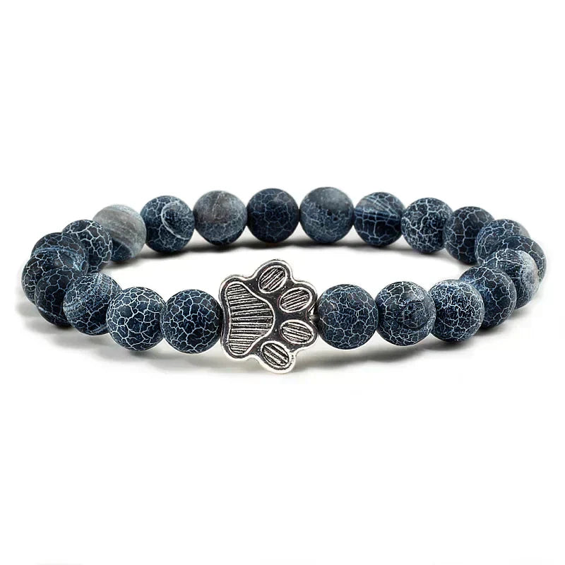 MELIA β Elegant Pearl Bracelet with Charming Paw Pendant Made of Natural Stone
