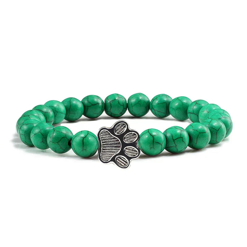 MELIA β Elegant Pearl Bracelet with Charming Paw Pendant Made of Natural Stone