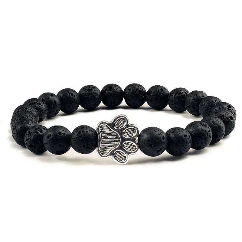 MELIA β Elegant Pearl Bracelet with Charming Paw Pendant Made of Natural Stone