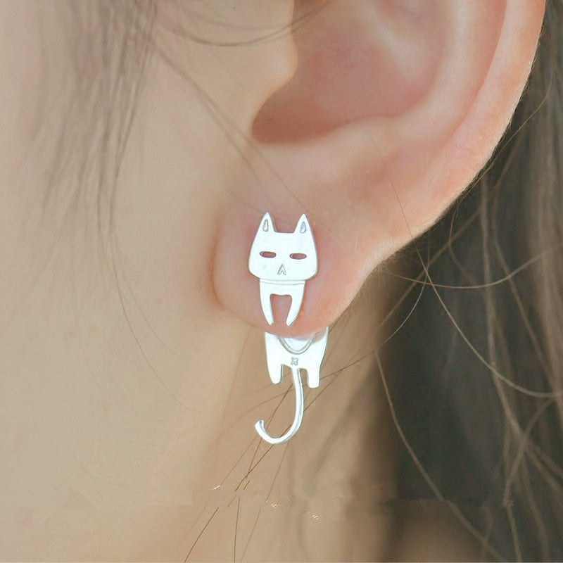 Silver Cat-Shaped Earrings, Special Edition