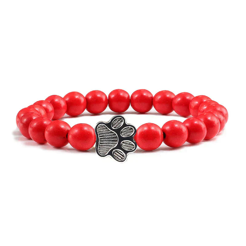 MELIA β Elegant Pearl Bracelet with Charming Paw Pendant Made of Natural Stone