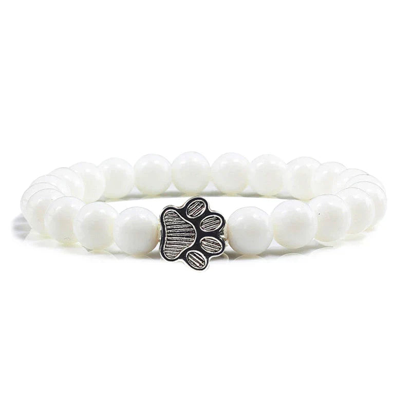 MELIA β Elegant Pearl Bracelet with Charming Paw Pendant Made of Natural Stone