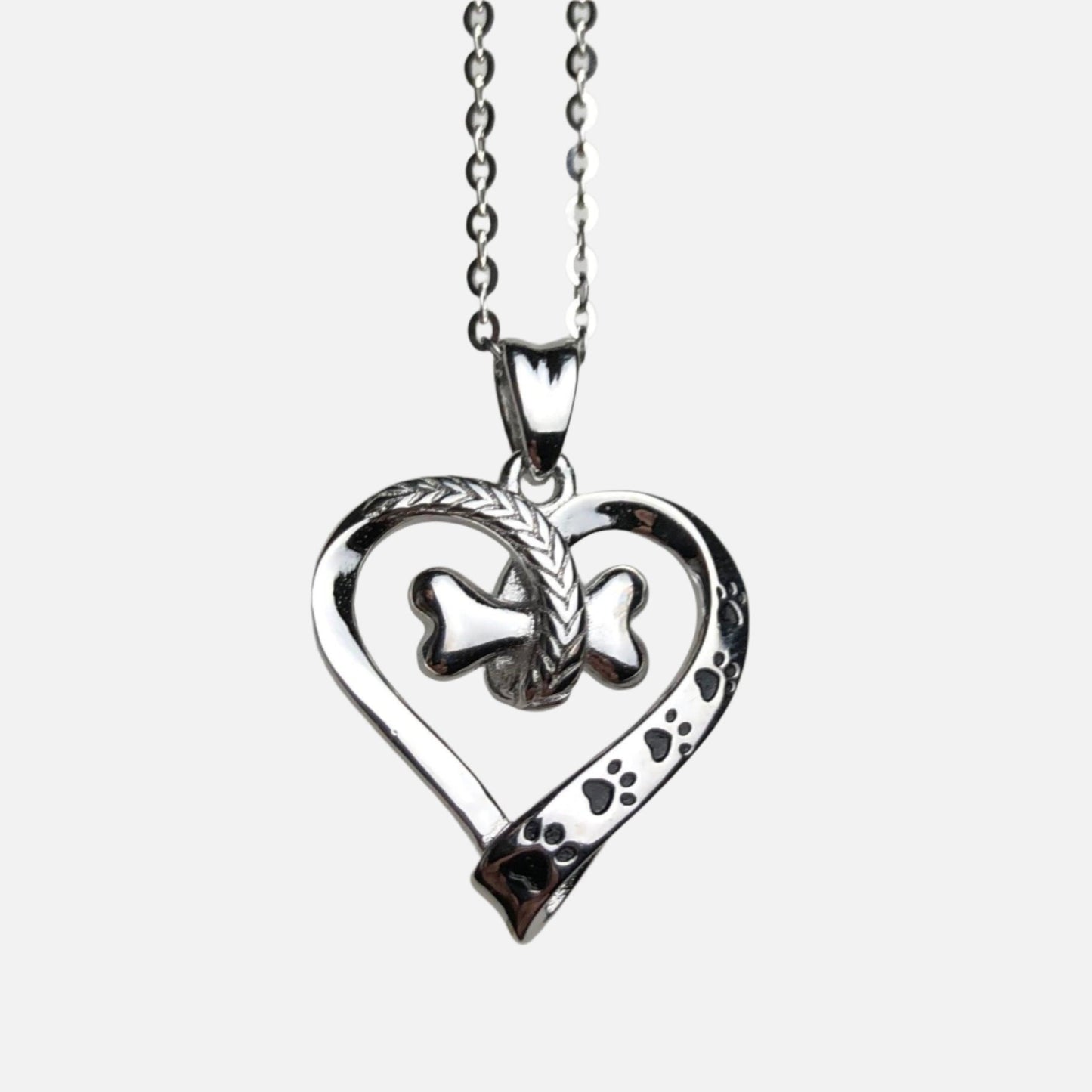 NALA โ Elegant Stainless Steel Necklace with Charming Paw and Heart Design