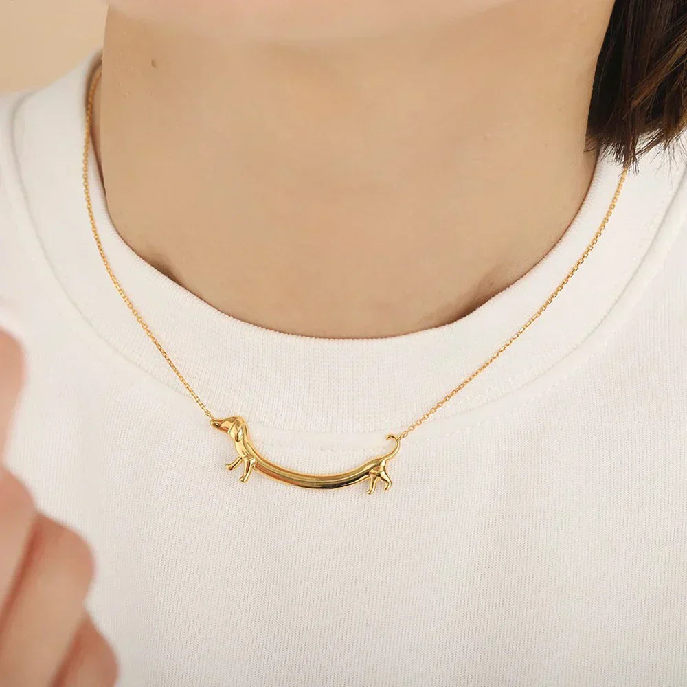 LILOU β Elegant Dachshund Necklace in Stylish Gold Look