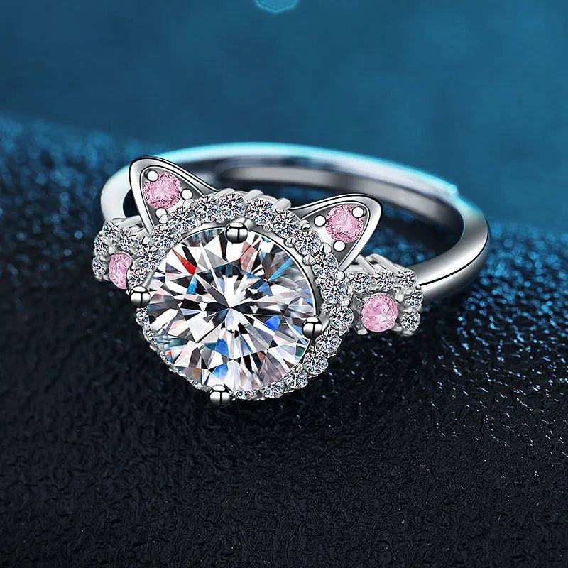 MINA – Elegant Adjustable Cat Ears Ring with Sparkling Zirconia