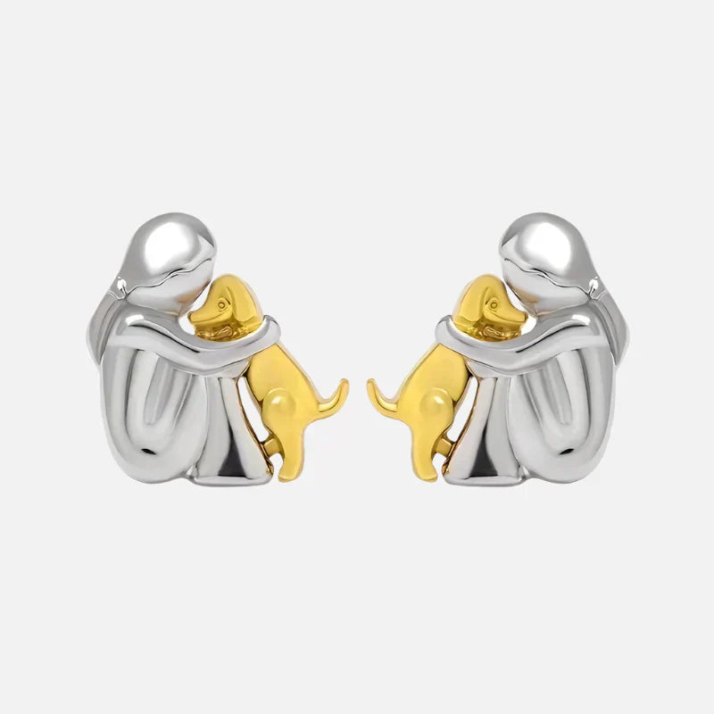 NURI β Elegant Bicolor Hugging Stud Earrings in Silver & Gold for a Stylish Look