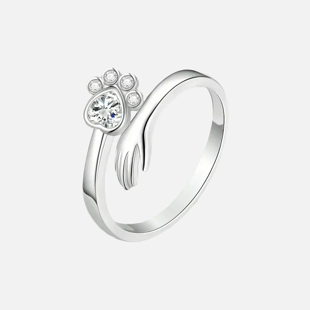 MARA โ Elegant adjustable ring made of 925 sterling silver with handcrafted hand and paw motif