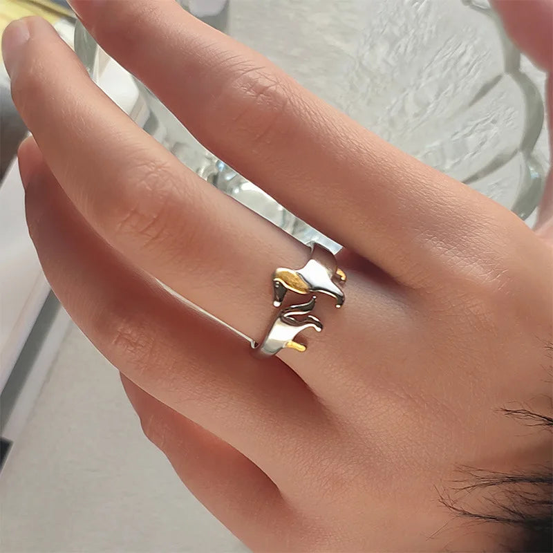 REYA โ Elegant Adjustable Dachshund Ring Made of High-Quality 925 Sterling Silver