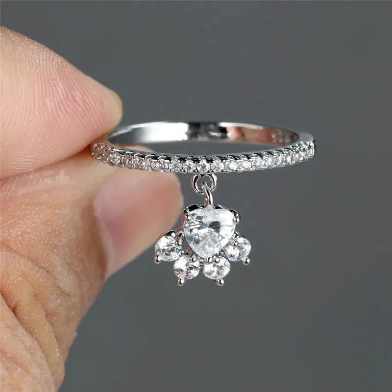 Whimsical Cat Paw & Heart Ring