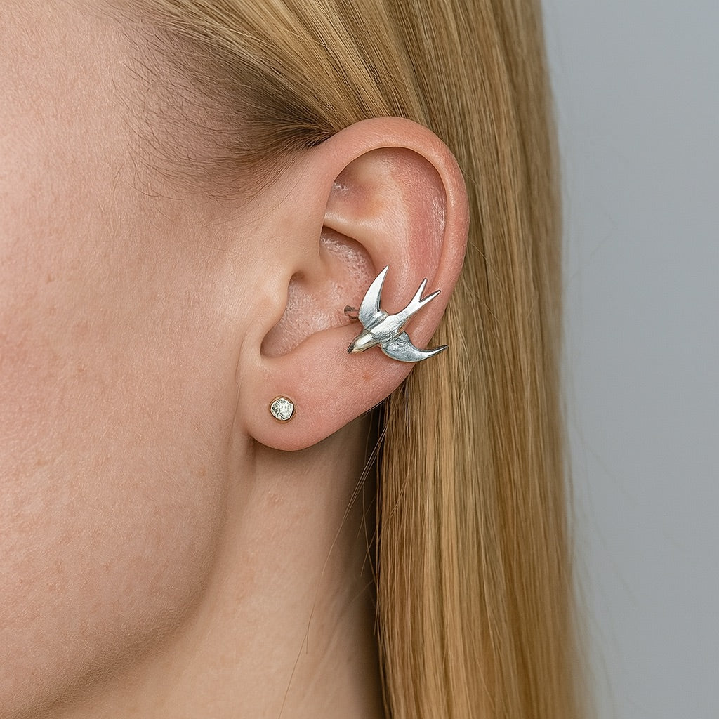 Whimsical Swallow Clip-On Earrings