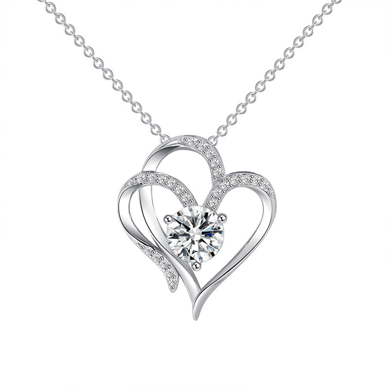 ELENYA – Elegant Adjustable Women's Necklace with Enchanting Double Heart & Sparkling Zirconia for a Stylish Look