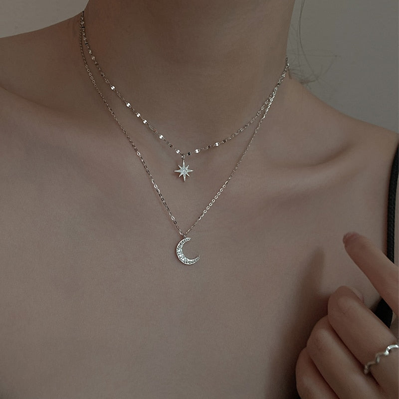 Double Moon | Double Necklace Moonlight Silver