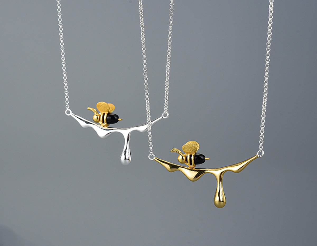 MELINA โ Elegant Dripping Honey & Bee Necklace for Nature Lovers