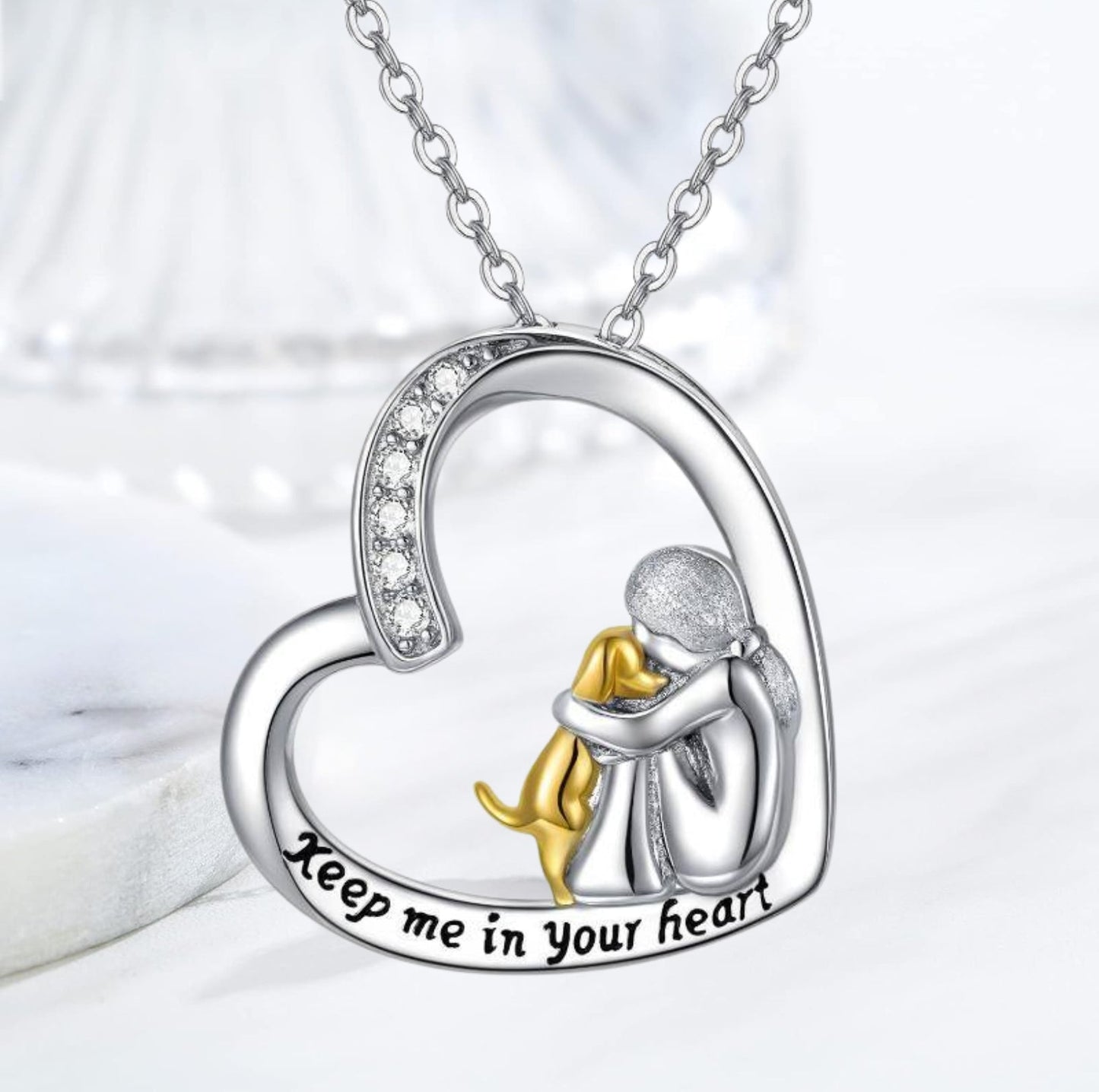 Lucky Necklace with Heart & Dog Motif