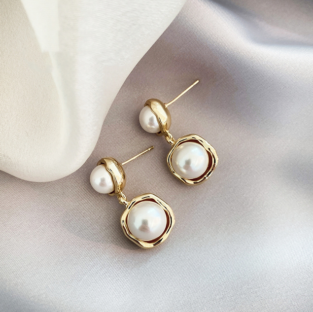 Gold-Plated Pearl Earrings