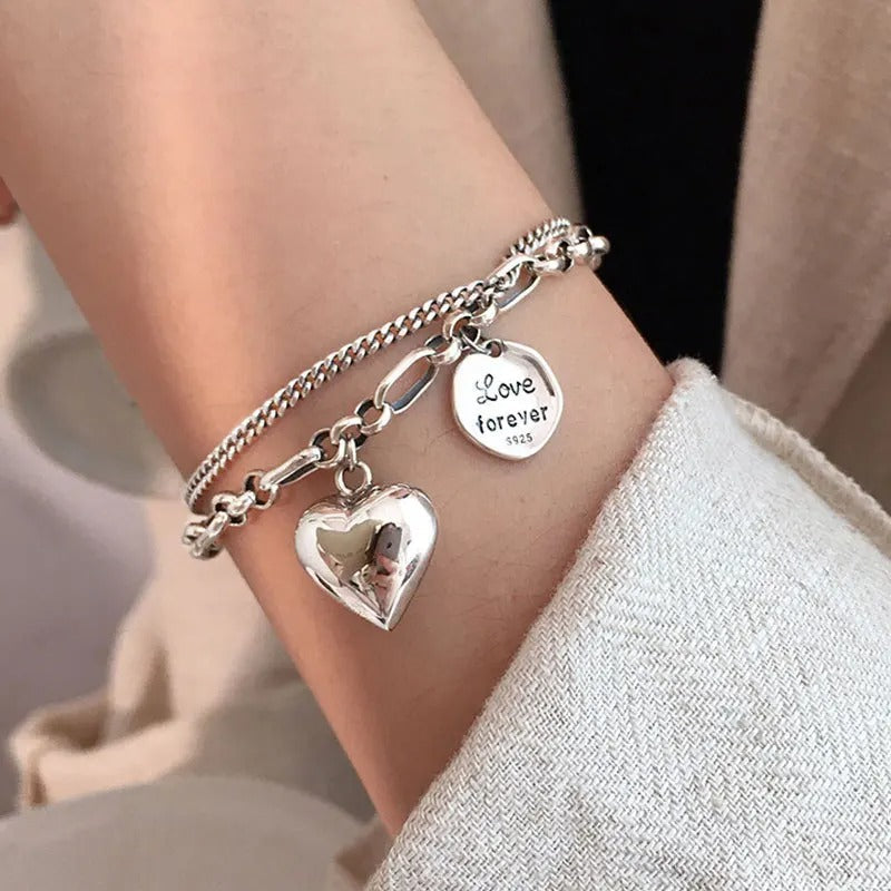 Silver Bracelet Love Forever + 2 Free Charms