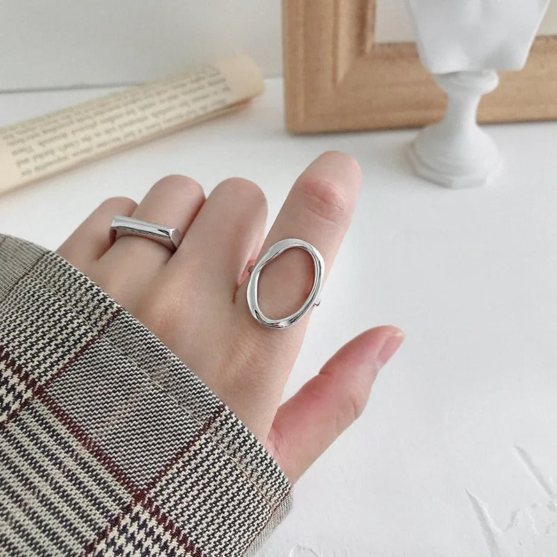 Adjustable Irregular Sphere Ring in Silver