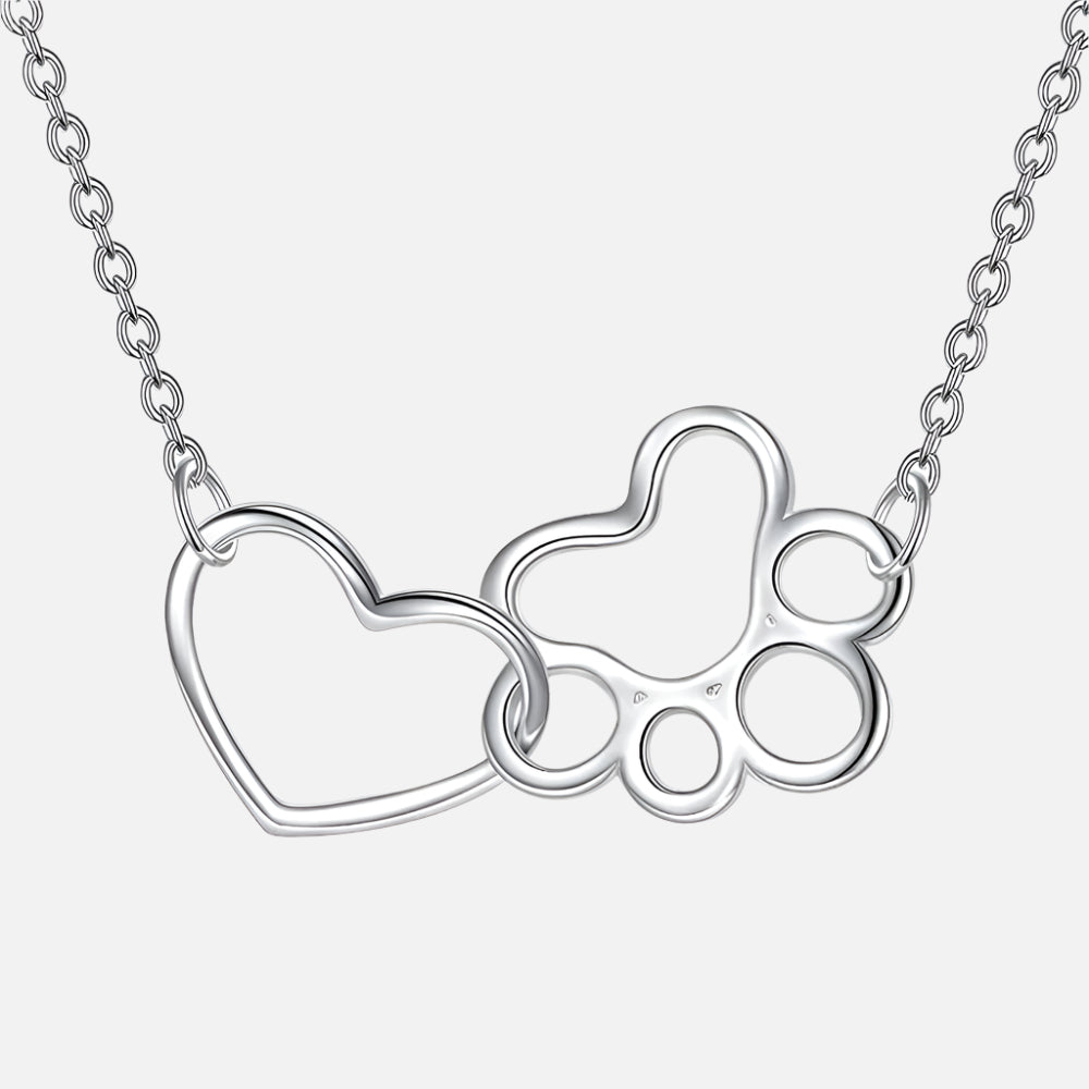 ILYA โ Elegant Paw Necklace made of 925 Sterling Silver with Charming Heart Crystal Pendant