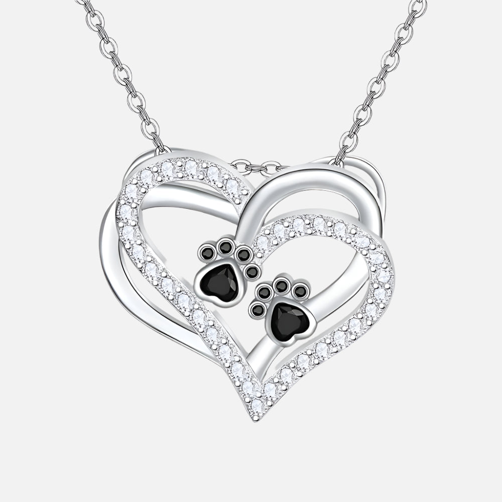SINA โ Charming Paw Heart Necklace with Sparkling Zirconia for Stylish Expression