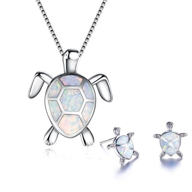 Opal Turtle Jewelry Set