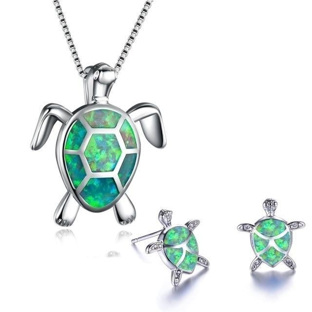 Opal Turtle Jewelry Set