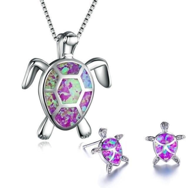 Opal Turtle Jewelry Set