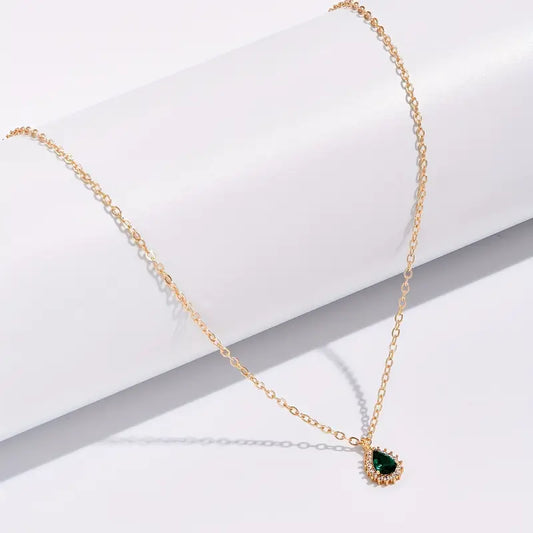 Green Water Drop Necklace