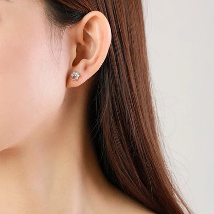 TALIAIE – Elegant Paw and Ear Studs made of 925 Sterling Silver with Sparkling Zirconia for Stylish Expression