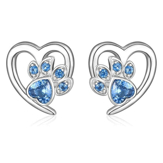 YANI – Heart Paw-Shaped Silver Earrings