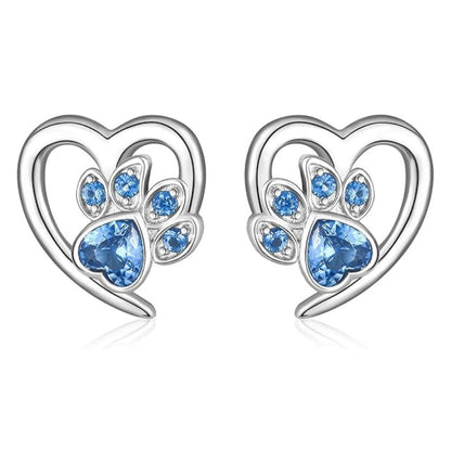 LIVIA – Elegant Heart and Paw Earrings with Sparkling Zirconia for a Stunning Look