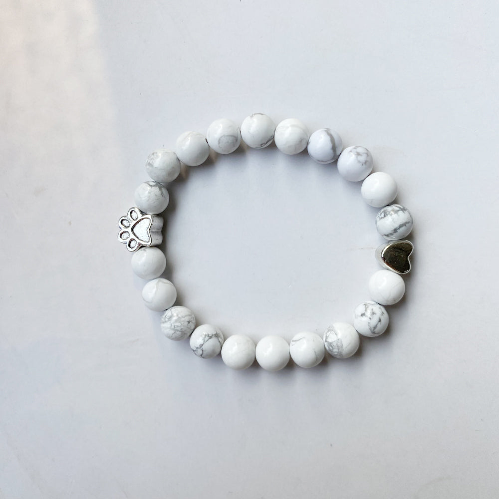 ELARA – Handmade Natural Stone Bracelet with Cute Paw and Heart Charms for a Unique Look