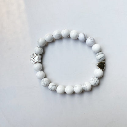 ELARA – Handmade Natural Stone Bracelet with Cute Paw and Heart Charms for a Unique Look