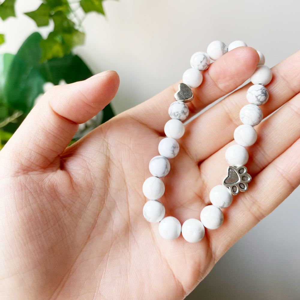 ELARA – Handmade Natural Stone Bracelet with Cute Paw and Heart Charms for a Unique Look