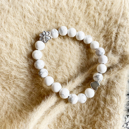 ELARA – Handmade Natural Stone Bracelet with Cute Paw and Heart Charms for a Unique Look